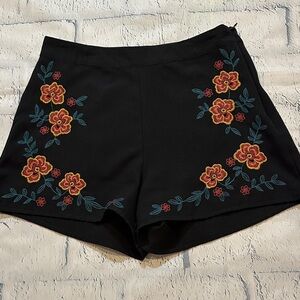 Altar’d State Floral Embroidered Black Women's Shorts
